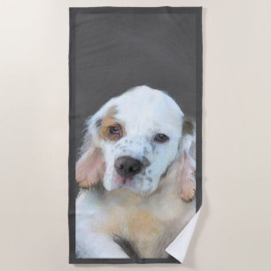 Clumber Spaniel Painting - Cute Original Dog Art Beach Towel