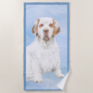 Clumber Spaniel Painting - Cute Original Dog Art Beach Towel