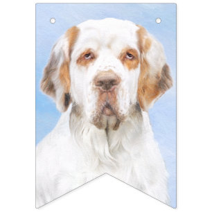 Clumber Spaniel Painting - Cute Original Dog Art Bunting Flags