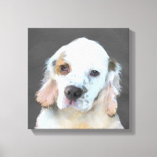 Clumber Spaniel Painting - Cute Original Dog Art Canvas Print