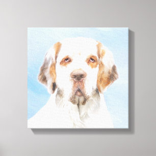 Clumber Spaniel Painting - Cute Original Dog Art Canvas Print