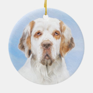 Clumber Spaniel Painting - Cute Original Dog Art Ceramic Ornament