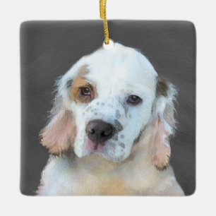 Clumber Spaniel Painting - Cute Original Dog Art Ceramic Ornament