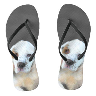Clumber Spaniel Painting - Cute Original Dog Art Flip Flops