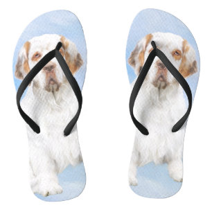 Clumber Spaniel Painting - Cute Original Dog Art Flip Flops