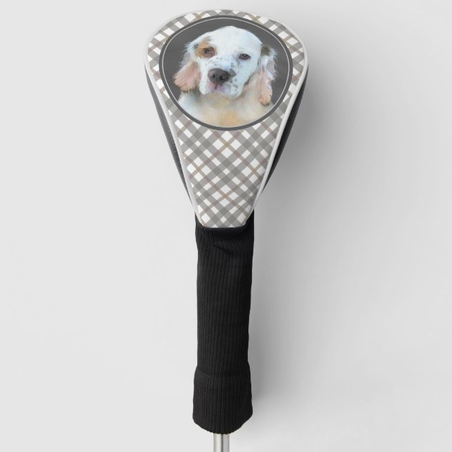 Clumber Spaniel Painting - Cute Original Dog Art Golf Head Cover (Front)