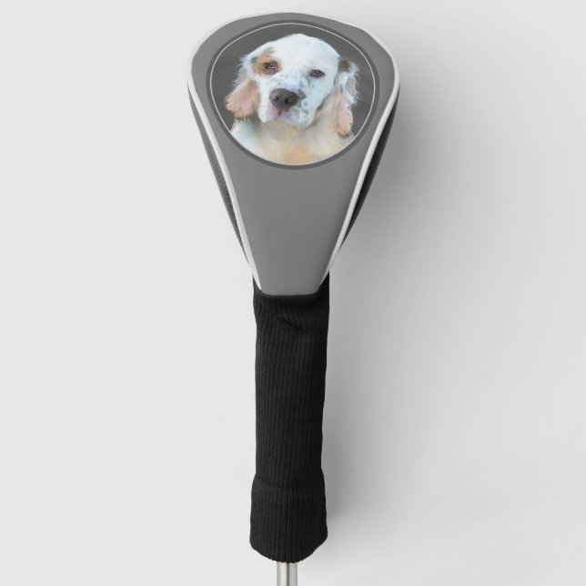 Clumber Spaniel Painting - Cute Original Dog Art Golf Head Cover (Front)