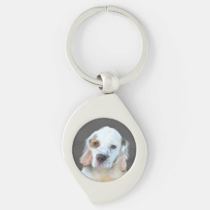 Clumber Spaniel Painting - Cute Original Dog Art Keychain