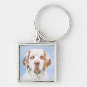 Clumber Spaniel Painting - Cute Original Dog Art Keychain