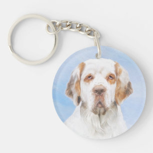 Clumber Spaniel Painting - Cute Original Dog Art Keychain
