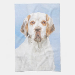 Clumber Spaniel Painting - Cute Original Dog Art Kitchen Towel