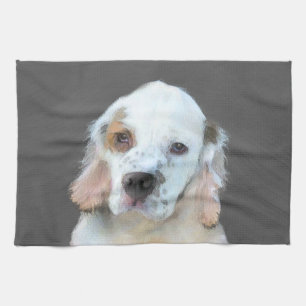 Clumber Spaniel Painting - Cute Original Dog Art Kitchen Towel