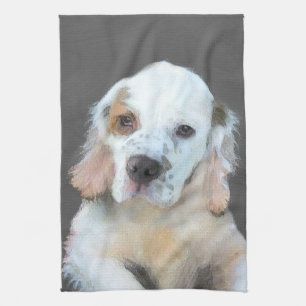 Clumber Spaniel Painting - Cute Original Dog Art Kitchen Towel