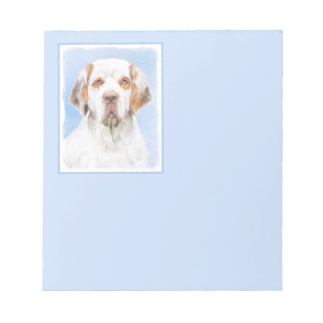 Clumber Spaniel Painting - Cute Original Dog Art Notepad (Front)