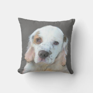 Clumber Spaniel Painting - Cute Original Dog Art Outdoor Pillow