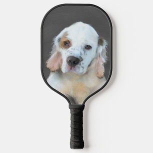 Clumber Spaniel Painting - Cute Original Dog Art Pickleball Paddle