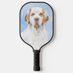 Clumber Spaniel Painting - Cute Original Dog Art Pickleball Paddle