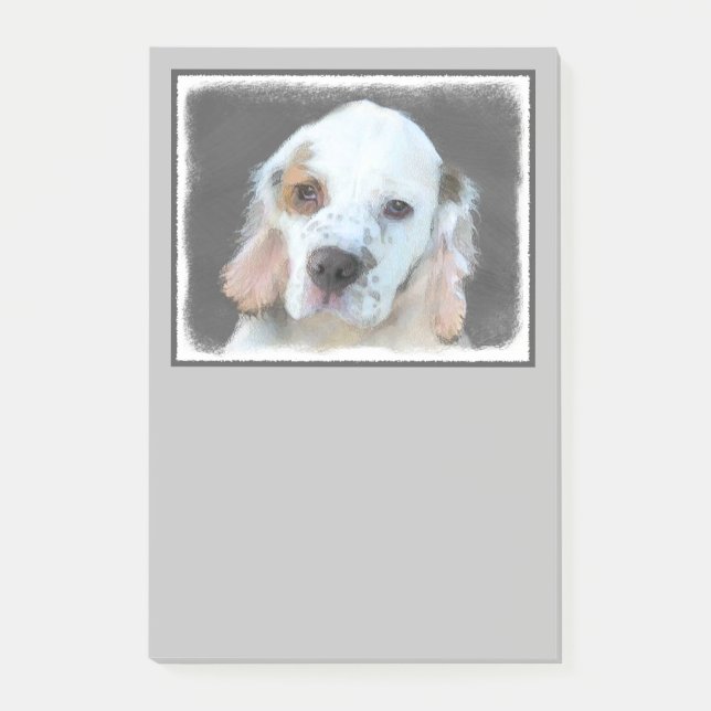 Clumber Spaniel Painting - Cute Original Dog Art Post-it Notes (Front)