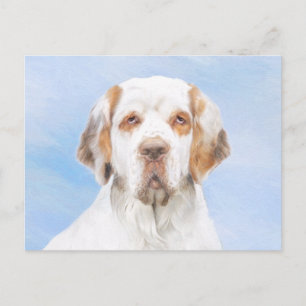 Clumber Spaniel Painting - Cute Original Dog Art Postcard