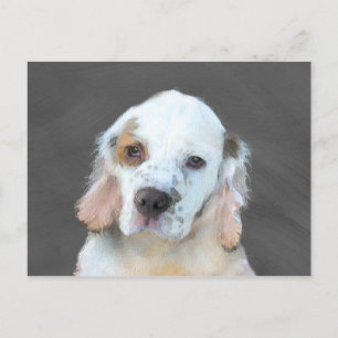 Clumber Spaniel Painting - Cute Original Dog Art Postcard
