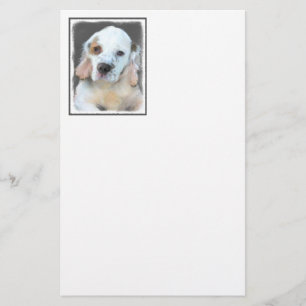 Clumber Spaniel Painting - Cute Original Dog Art Stationery