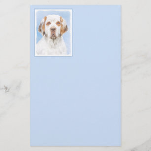 Clumber Spaniel Painting - Cute Original Dog Art Stationery
