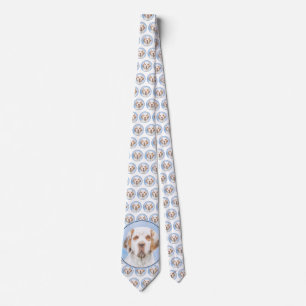 Clumber Spaniel Painting - Cute Original Dog Art Tie