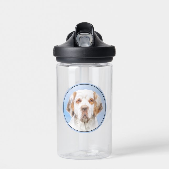 Clumber Spaniel Painting - Cute Original Dog Art Water Bottle (Front)