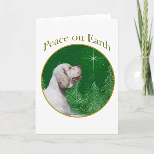 Clumber Spaniel Peace Holiday Card (Front)