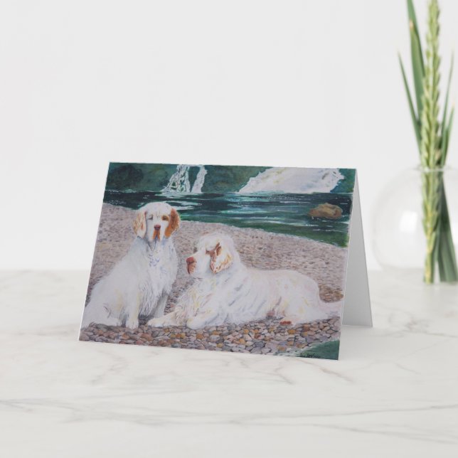 Clumber Spaniel - Pebble Beach Greeting Card (Front)