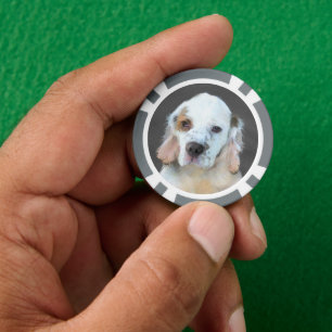 Clumber Spaniel Puppy Painting - Original Dog Art Poker Chips