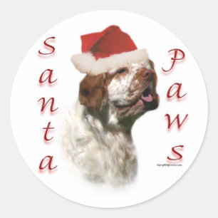 Clumber Spaniel Santa Paws Classic Round Sticker