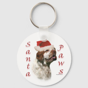 Clumber Spaniel Santa Paws Keychain