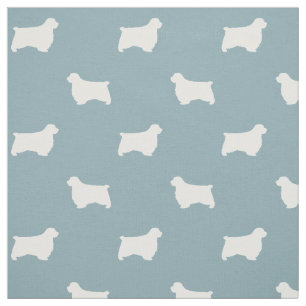 Clumber Spaniel Silhouettes Pattern Fabric