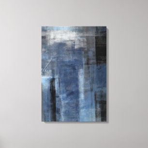 'Clumsy' Blue and Grey Abstract Art Canvas Print