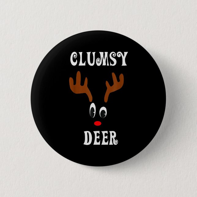 Clumsy Christmas Reindeer Angler Hunt Deer Elk  2 Inch Round Button (Front)