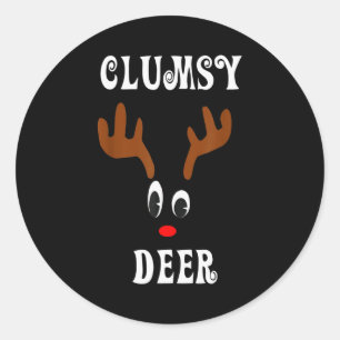 Clumsy Christmas Reindeer Angler Hunt Deer Elk Classic Round Sticker