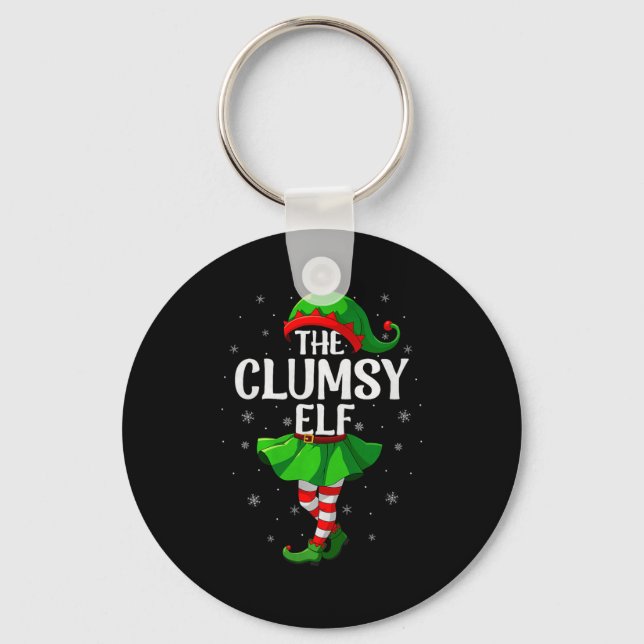 Clumsy Elf Christmas Girls Women Elf Squad Xmas Fa Keychain (Front)