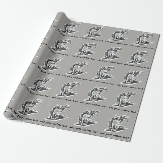 clumsy rattlesnake stuck into the skull cartoon wrapping paper