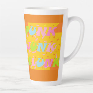 CLUNK PUNK BE A REBEL PATTERN WORDS COLORS MIXED LATTE MUG