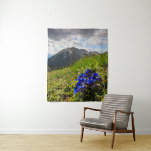 Clusius' gentian flowers and mountains tapestry