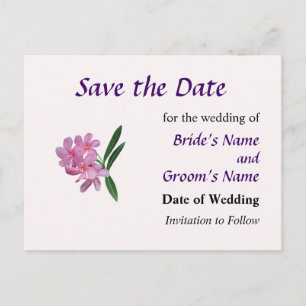 Cluste rPink Orchids Save the Date Announcement Postcard