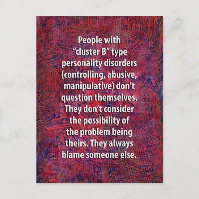 Cluster “B” Personality Disorders Postcard (Front)