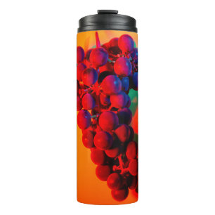 Cluster of blue grape in orange neon light. Food b Thermal Tumbler