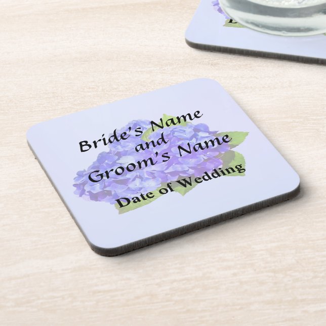 Cluster of Blue Hydrangea Wedding Products Coaster (Left Side)