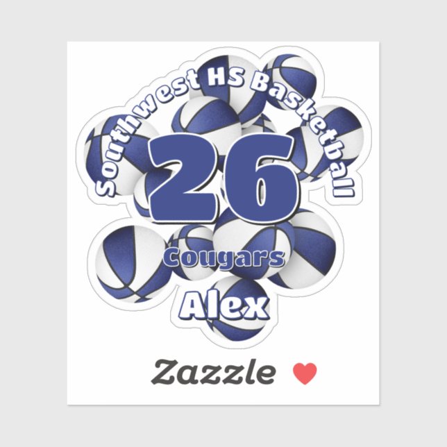 cluster of blue team colours basketballs kids name (Sheet)