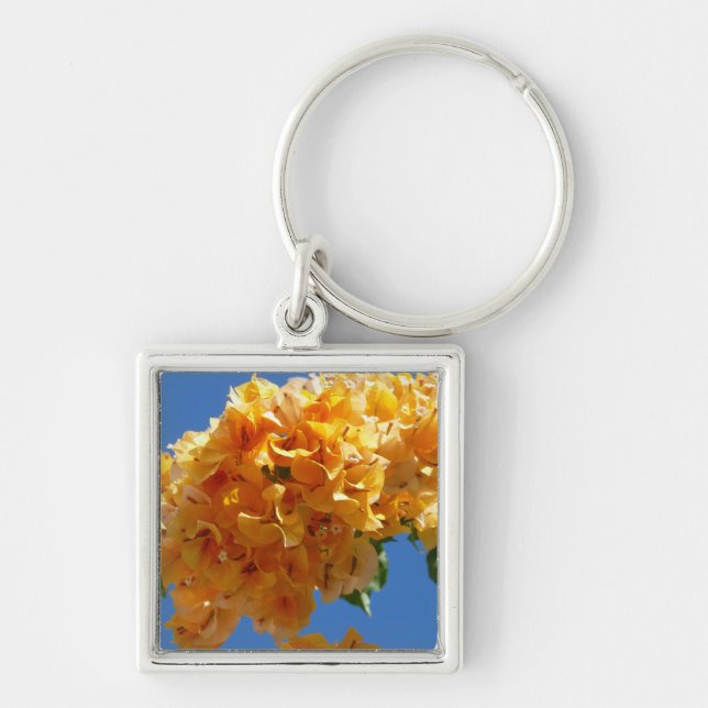 Cluster of Golden Bougainvillea Floral Keychain (Front)