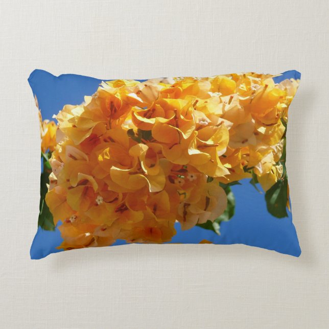 Cluster of Golden Bougainvillea Tropical Floral Accent Pillow (Front)