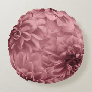 Cluster of ight Mauve Dahlias Floral Round Pillow