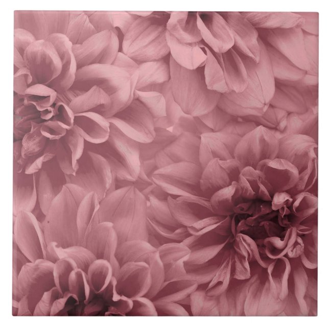 Cluster of ight Mauve Dahlias Floral Tile (Front)